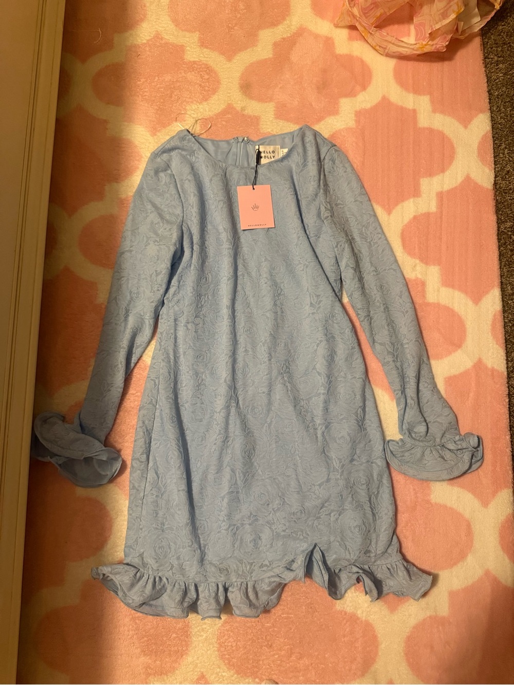 Hello Molly Powder Blue Long-Sleeve Ruffle Mini Dress